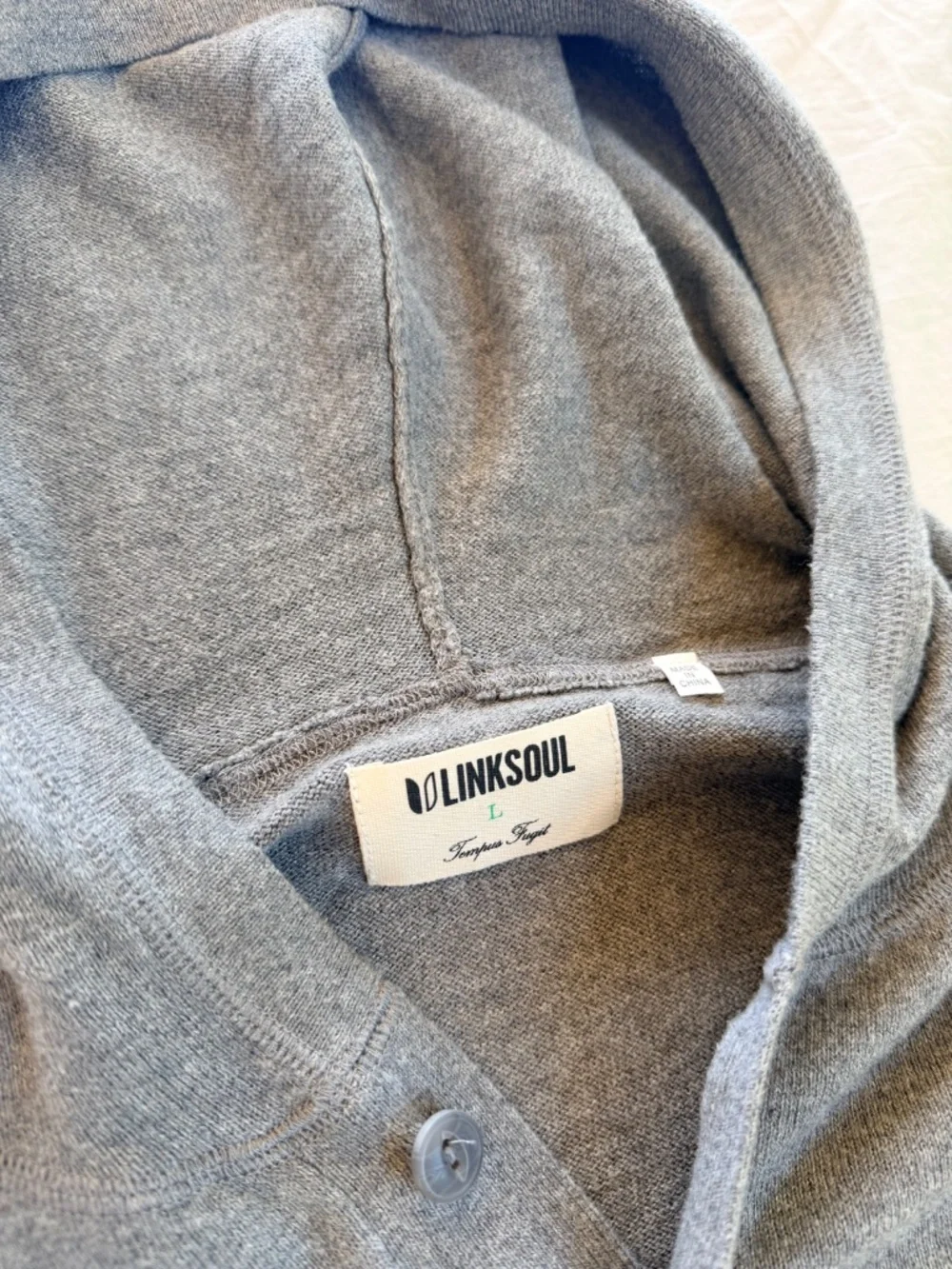 Linksoul Men's Cotton Cashmere Hoodie Sweater Gray Size L